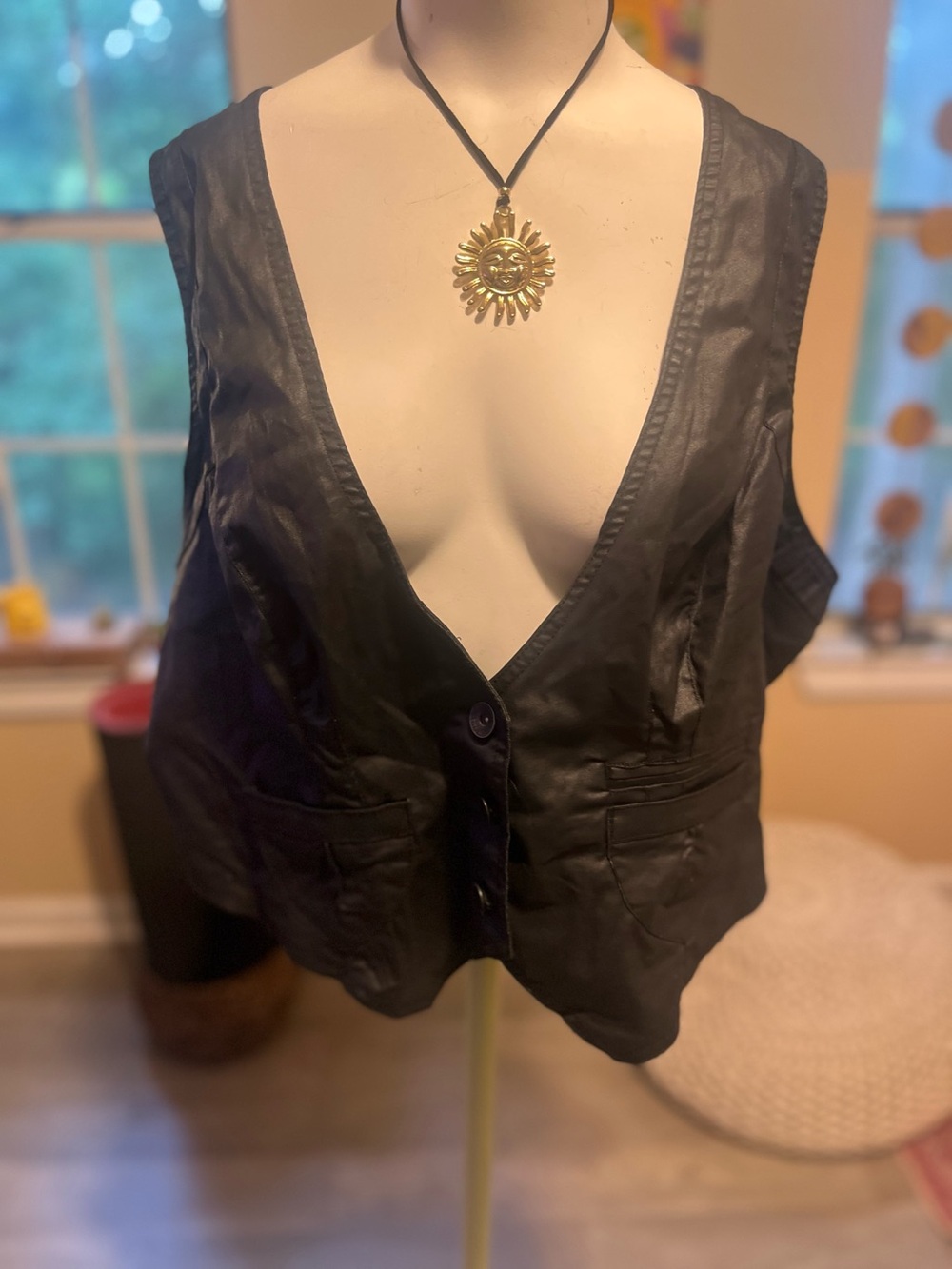 Highway Jeans Black V-Neck Button Front Vest